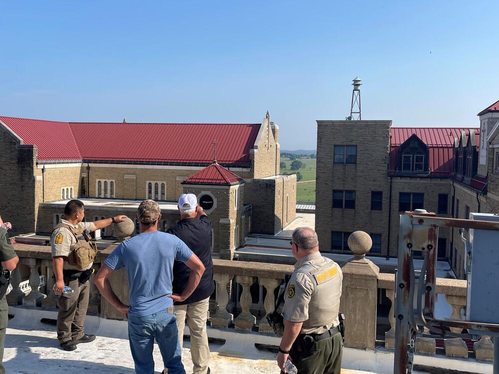 First Responders on Roof of Abbey