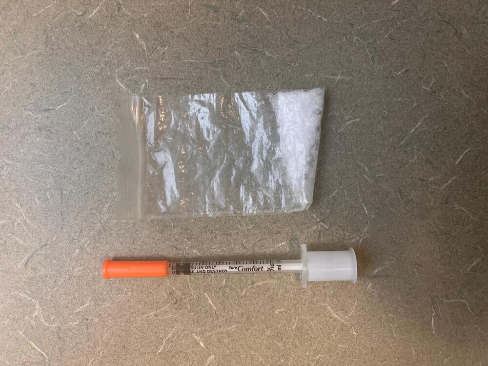 Bag of Crystal Substance and Syringe in Joseph James Arrest