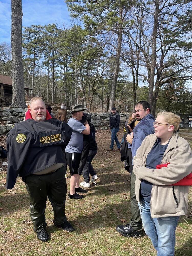 A photo of employees after the plunge