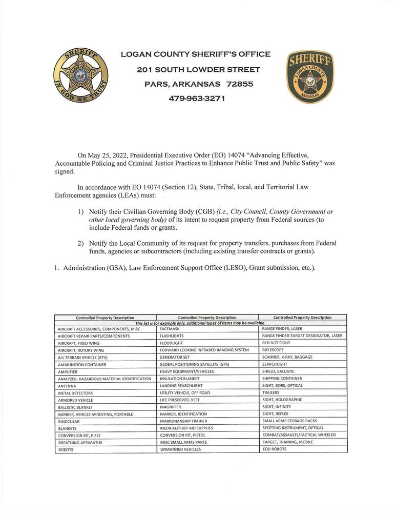 Public Notice for Federal Surplus Property page number one.
